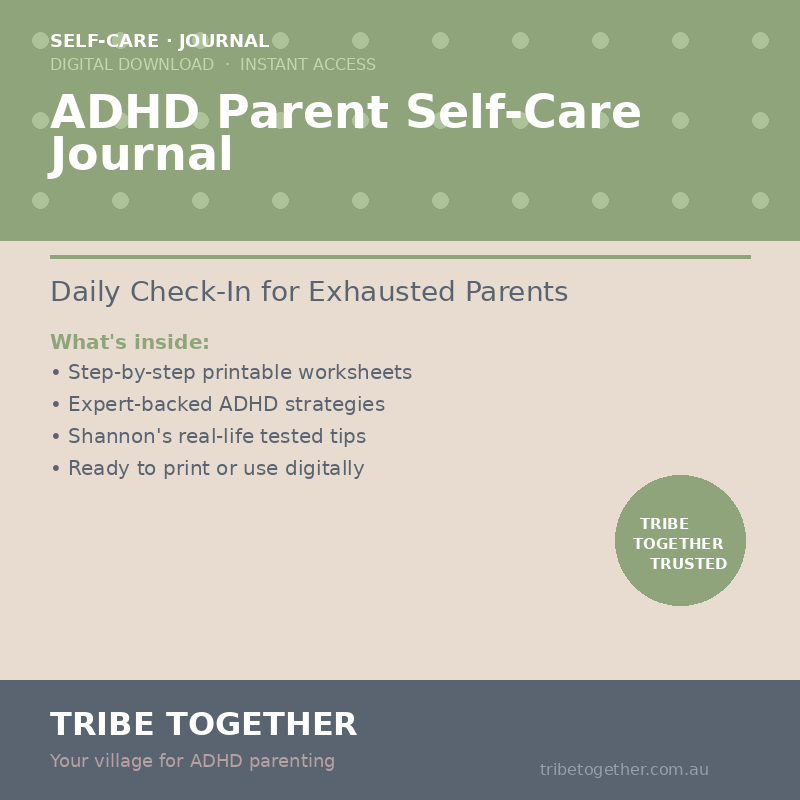 ADHD Parent Self-Care Journal — Daily Check-In for Exhausted Parents