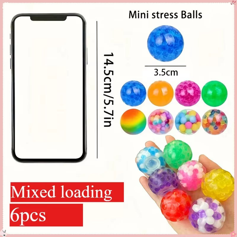 Rainbow Calm-Down Stress Balls — ADHD Sensory Squeeze Set (6 Pack)