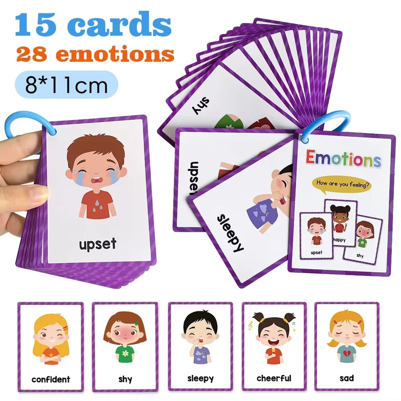Kids Emotion Flashcards — 28 Feelings & Expressions for ADHD & Emotional Intelligence