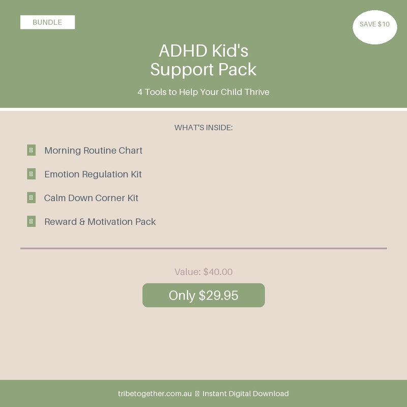ADHD Kid's Support Pack — 4 Tools to Help Your Child Thrive (Bundle)